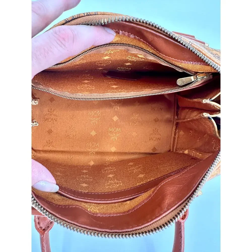 Vintage MCM Visetos Cognac Monogram Boston Bag Crossbody Munchen Germany